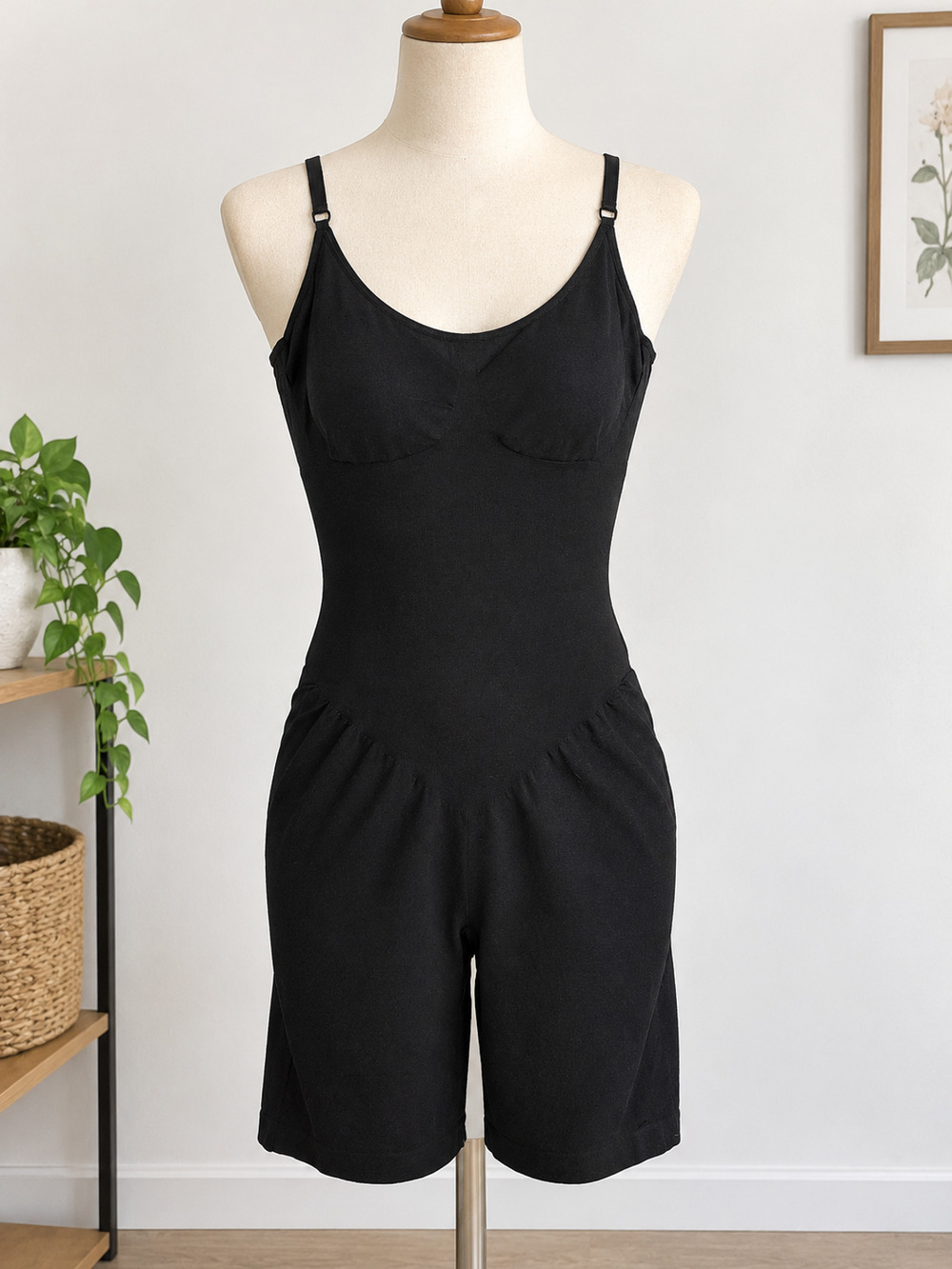 Seamless Full Body Shaper Bodysuit Tummy Control Mid Thigh Shapewear Black 3XL